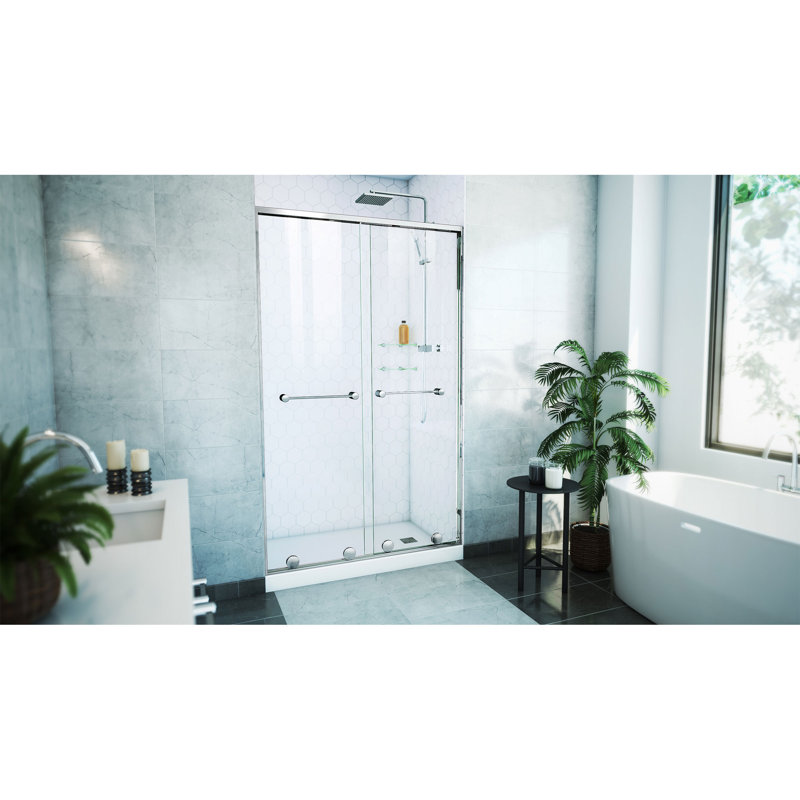 Harmony 44 - 48 in. W x 76 in. H Semi-Frameless Shower Door with ClearMax™ Technology, Chrome