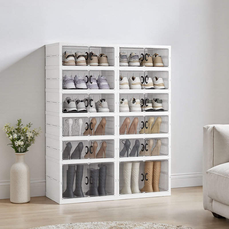 12 Pair Stackable Shoe Storage Cabinet