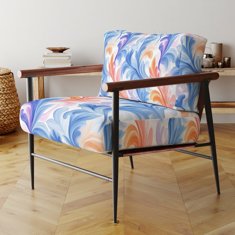 Chaise rembourrée French Country, Bras ronds bruns