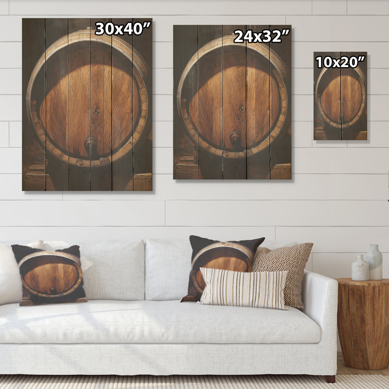 Barrels Breath - Wine Wood, art mural sur bois de pin naturel, H 32 po x l 24 po