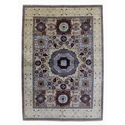 Hand Knotted Wool Area Rug in Beige