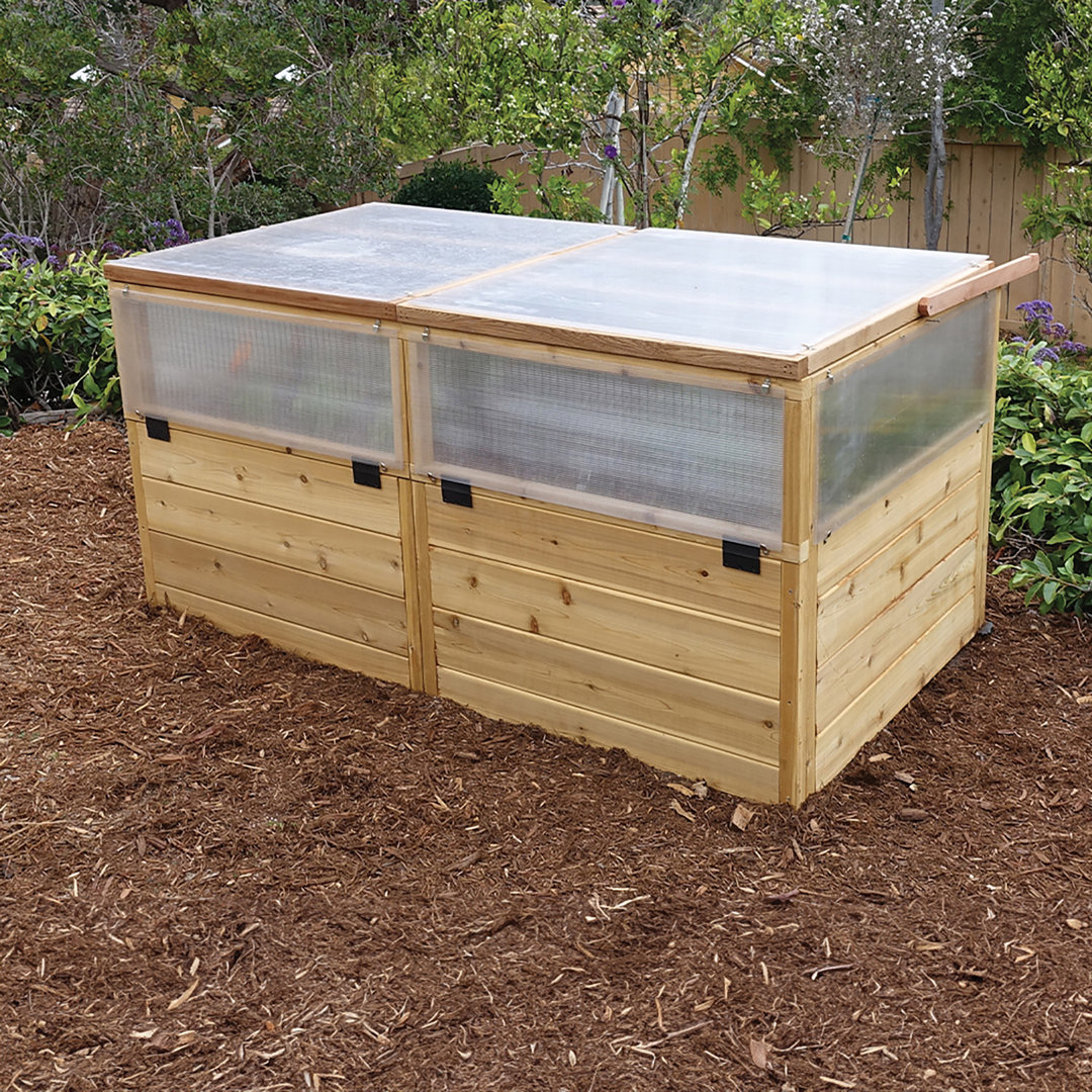 Outdoor Living Today 6x3 Western Red Cedar Raised Garden Bed with Mini Greenhouse Outdoor Living Today