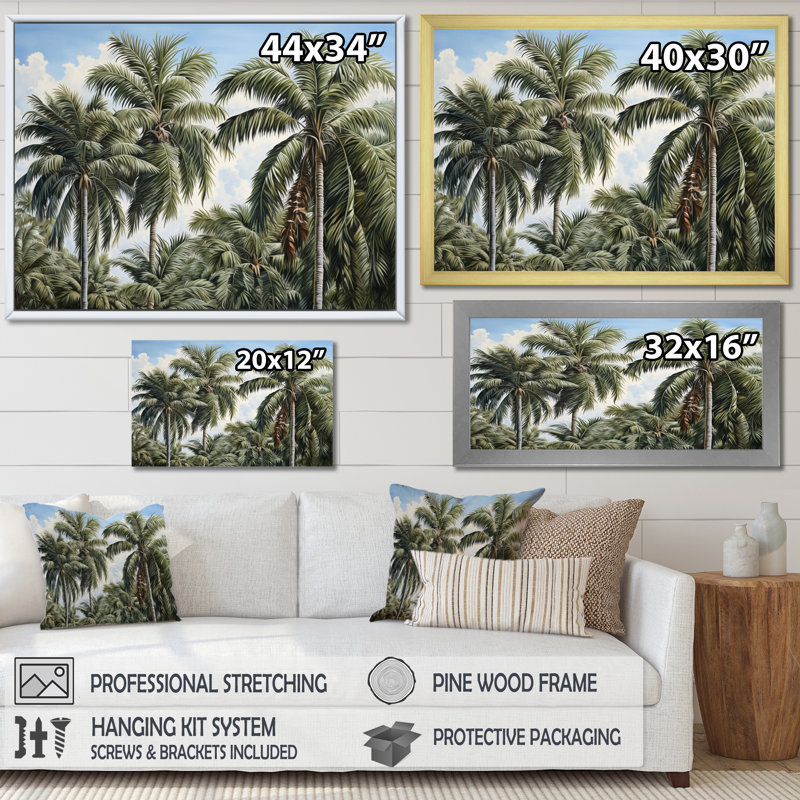 Palmiers à la plage V sur toile, H 34 po x l 44 po x P 1,5 po, Toile tendue