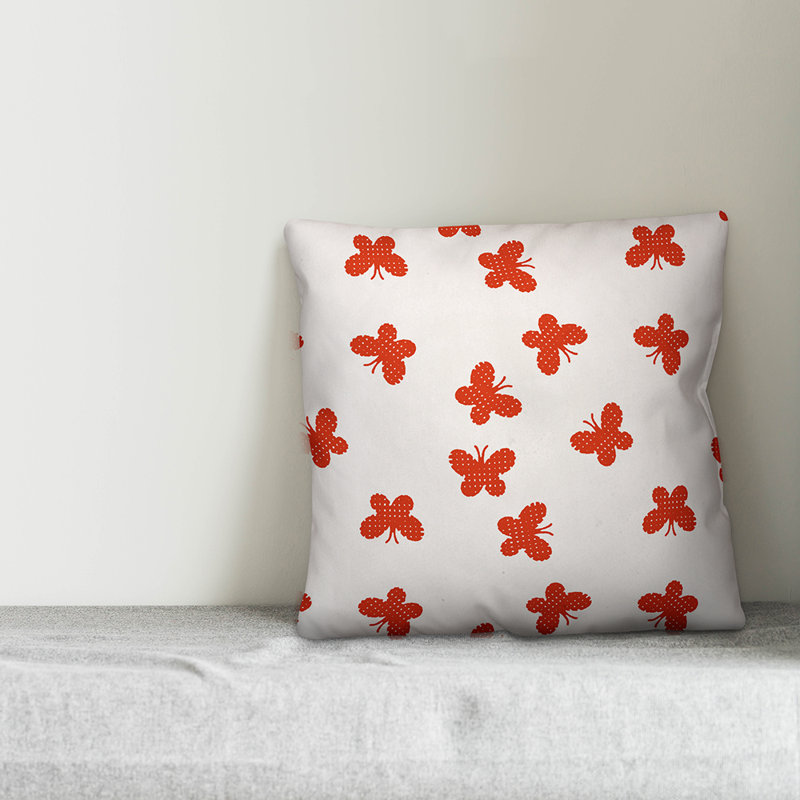 Housse de coussin Butterfly, 16 po x 1 po, Rouge