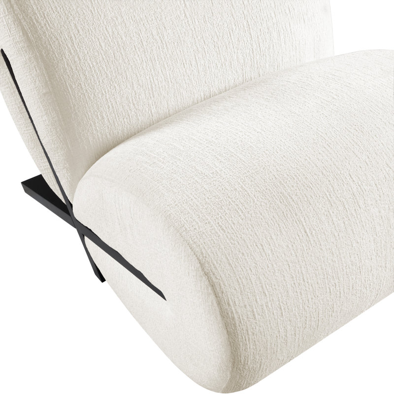 Akira Fabric Accent Chair, Cream Polyester Fabric, Black