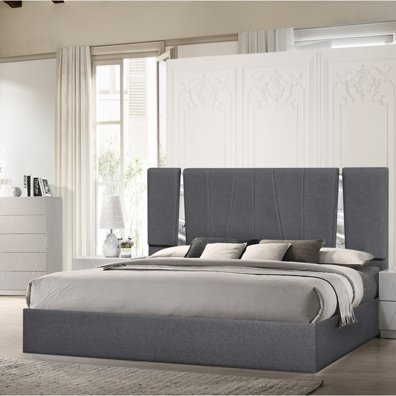Preciado Upholstered Platform Bed, Queen, Charcoal