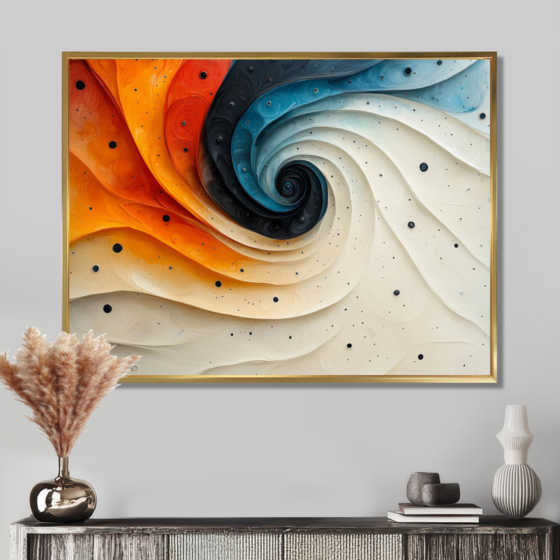 Mathes - Abstract Large Wall Art, H 30 po x l 40 po, Cadre flottant, Doré