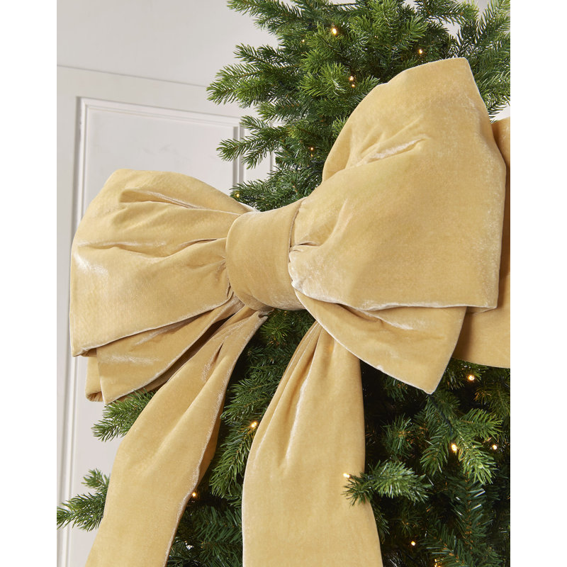 133cm Solid Colour Velvet Bow, Gold