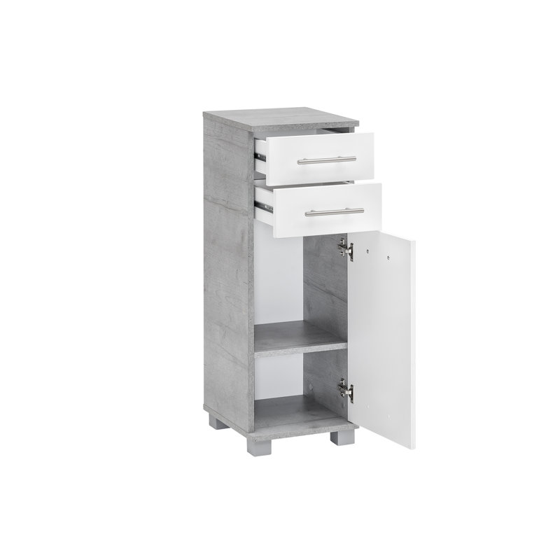 Foolke Freestanding Linen Cabinet, Stone Grey/White Matt