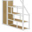 Élégant lit mezzanine en métal pleine grandeur avec escalier de rangement et garde-robe intégré-1009823174