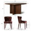 Ensemble de salle à manger rond 7 pièces avec table en placage de bois et chaises à oreilles en chenille-2124453910