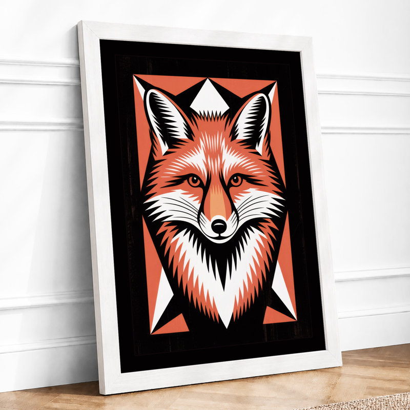 Fox Geometric - Framed Print, A4 - 29.7 x 21.0 cm, White