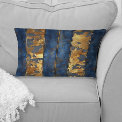 Royal Blue Gold Pinstripe - Transitional Lumbar Pillow