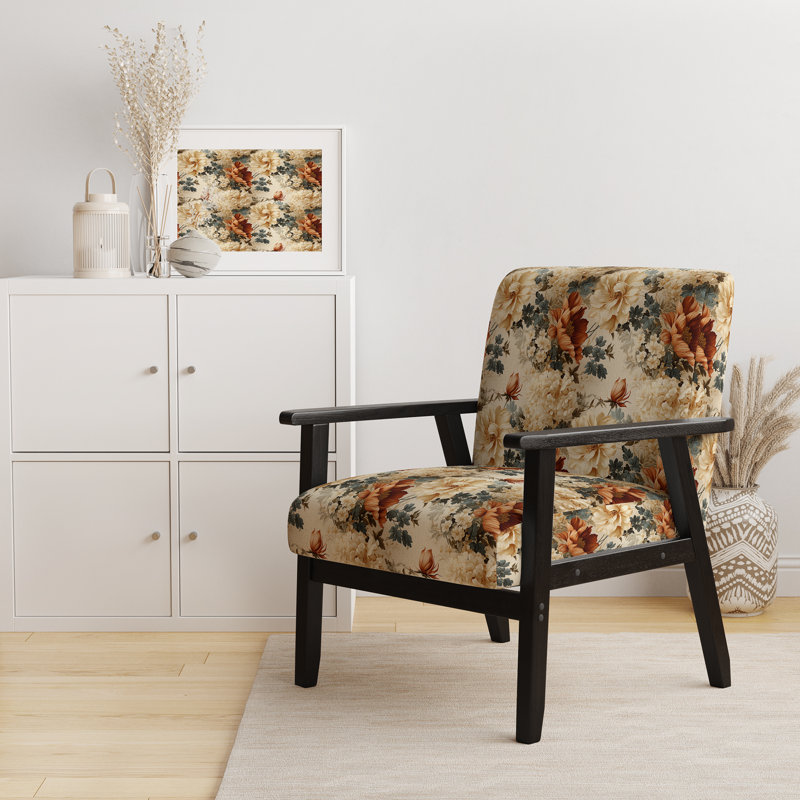 Chaise d'appoint florale Cobalt, Motif victorien élégant en brocart rustique VI