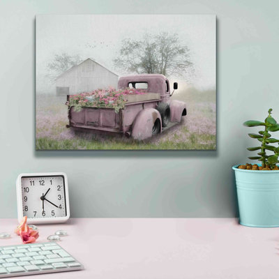 'Pink Flower Truck' by Lori Deiter, Canvas Wall Art