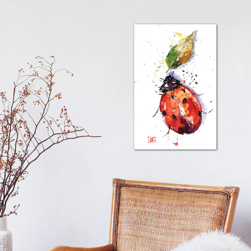 Ladybug by Dean Crouser - Wrapped Canvas Painting, 30.48 cm H x 45.72 cm W