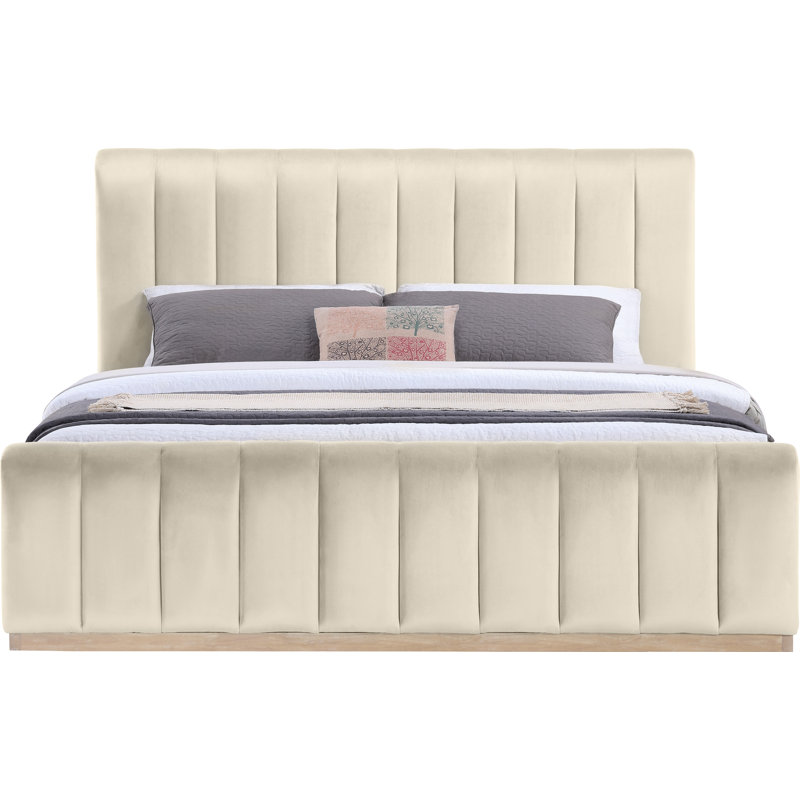 Amara Velvet Bed, King, Cream Velvet