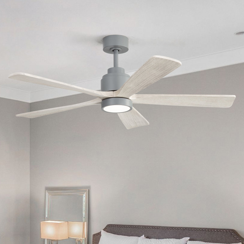 Ventilateur de plafond de 52 pouces avec lumière, télécommande silencieuse à 6 vitesses, DEL à intensité variable, pour le salon, la chambre à coucher et autres intérieurs