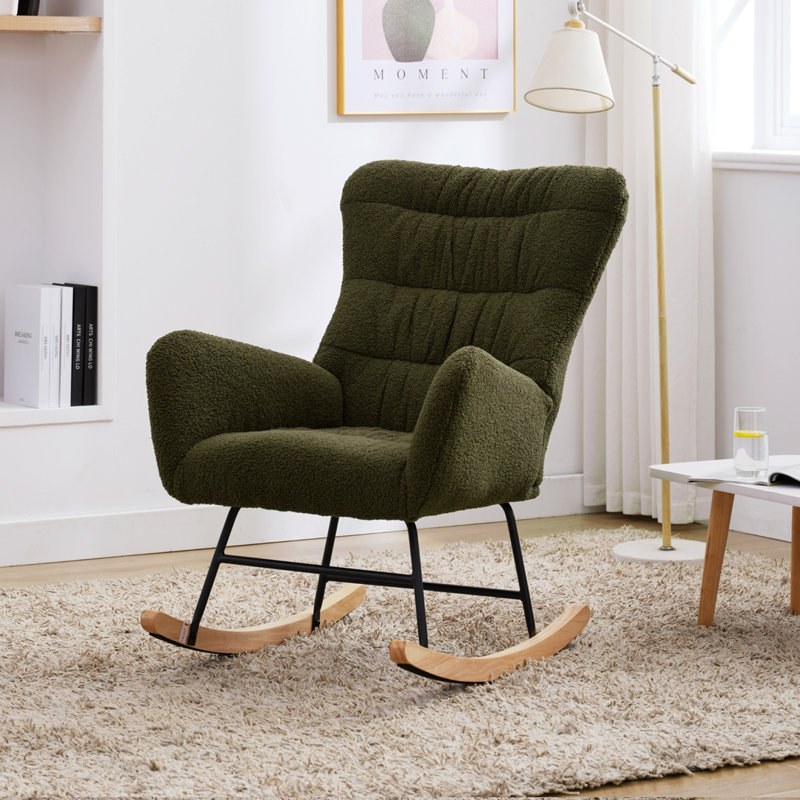 Chaise berçante Lezah Teddy, Vert foncé
