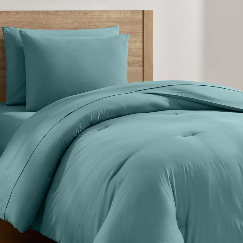 Soft Microfiber 5 Piece Comforter Set with Sheets, Mineral Blue, Twin Extra Long Comforter + 4 Additional Pieces