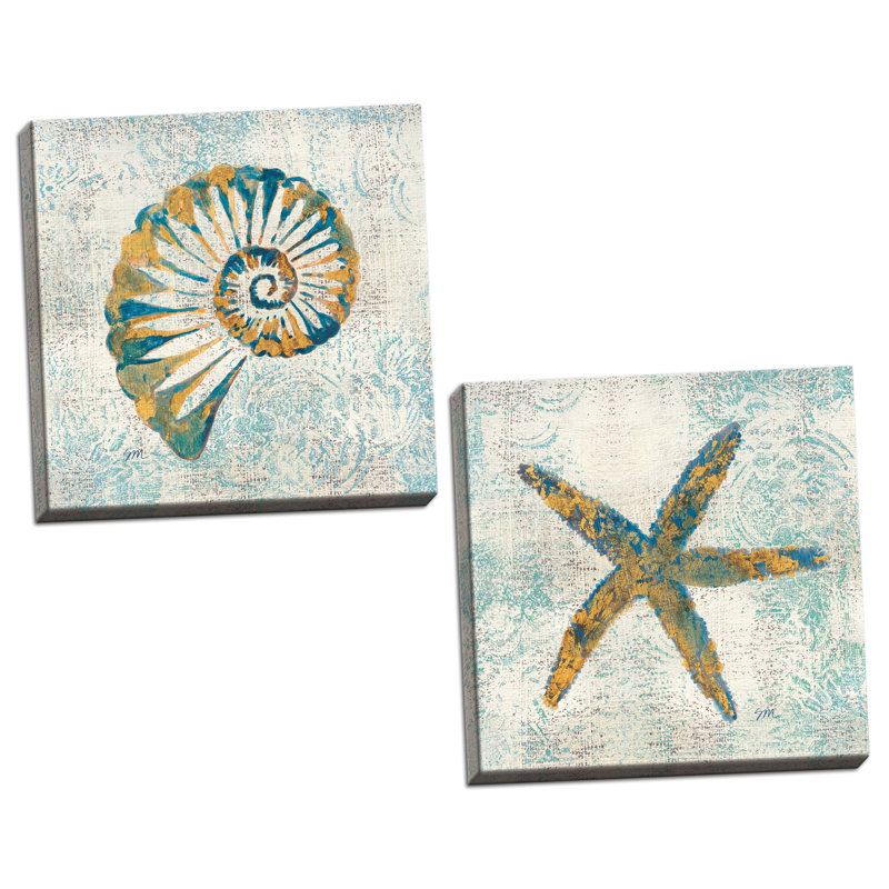 «Coastal Beauty I» et «Coastal Beauty II», ensemble de 2 reproductions, Toile tendue, H 12 po x l 12 po x P 0,75 po