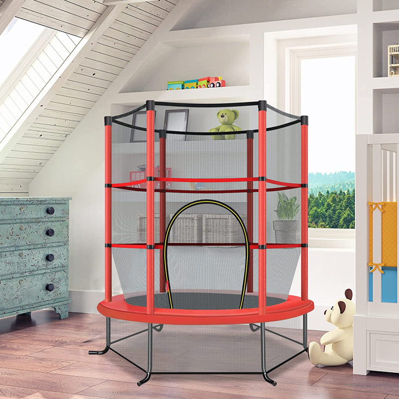 Jennie Freeport Park ft Hexagon Backyard Trampoline with Safety Enclosure