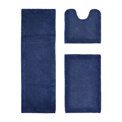 Merkel 100% Cotton Tufted Premium 3 Piece Bathroom Rug Set Machine Washable Extra Soft & Absorbent Reversible Bath Rug