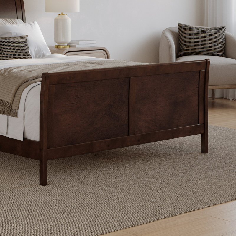  Lit plateforme bas Portland avec pied de lit assorti Portland, Noyer, Grand