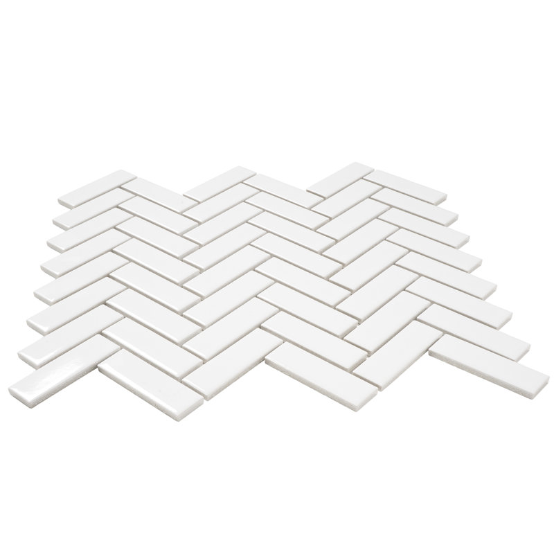 1" x 3" Porcelain Chevron Mosaic Wall & Floor Tile, White