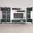 120" Modern Floating Wall Mounted Entertainment Center with 16-Color LED Lighting, High Gloss Finish-1481802121