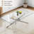 78.7" Rectangle Glass Dining Table Set With Polished Stainless Steel X-Base And Velvet Upholstered Nailhead Trim Dining Chairs(Set Of 9)-117718922