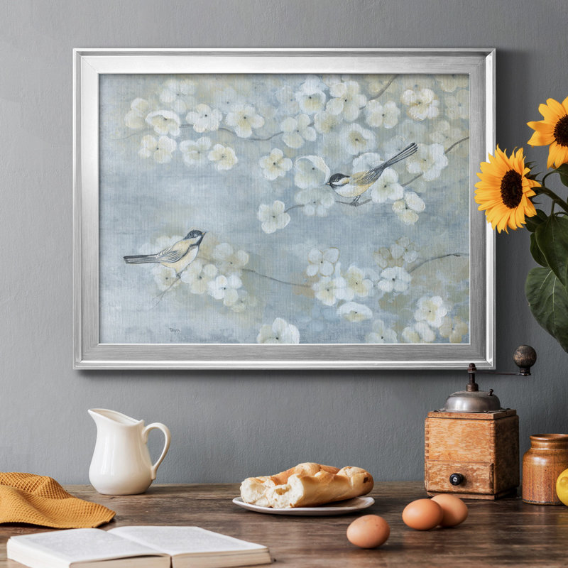 " Springtime Chatter " Painting Print, 30.5" H x 42.5" W x 1" D, Silver Framed, No Mat