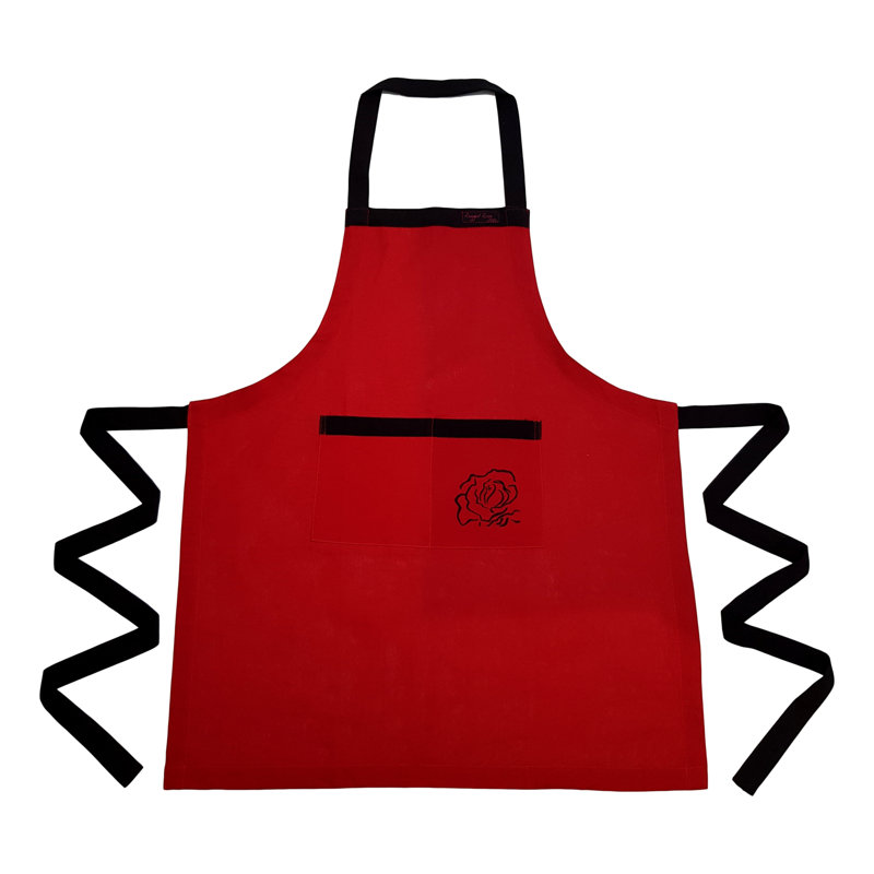 Billy No Pattern Cotton Bib Apron, Red/Black