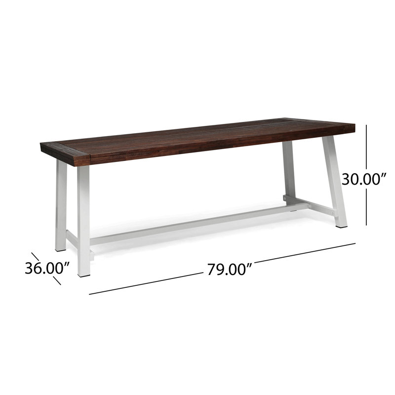 Table de salle à manger d'extérieur, Marron foncé, Blanc