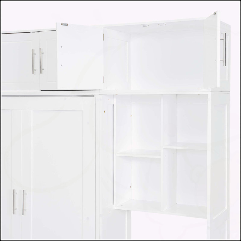 Lit escamotable mural avec bureau, Blanc, Double