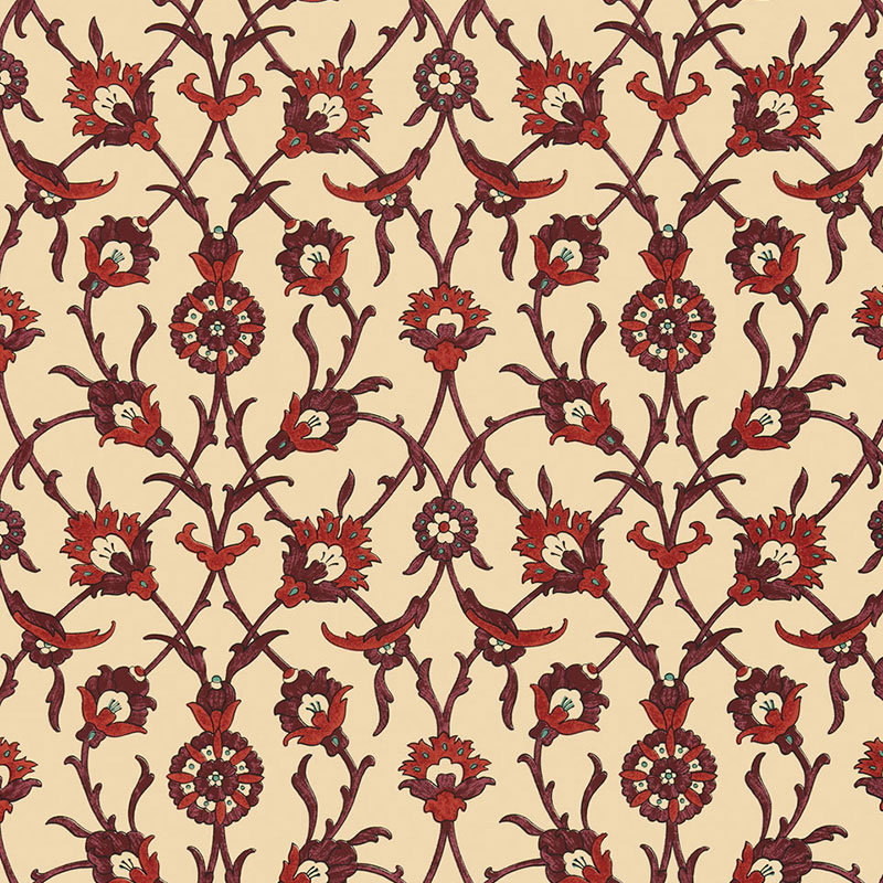 Sultan's Trellis Wallpaper, Pomegranate