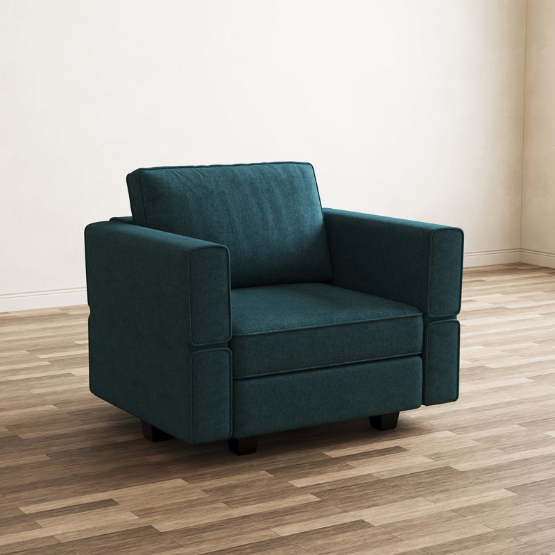 Upholstered Accent Armchair With Storage, Blue