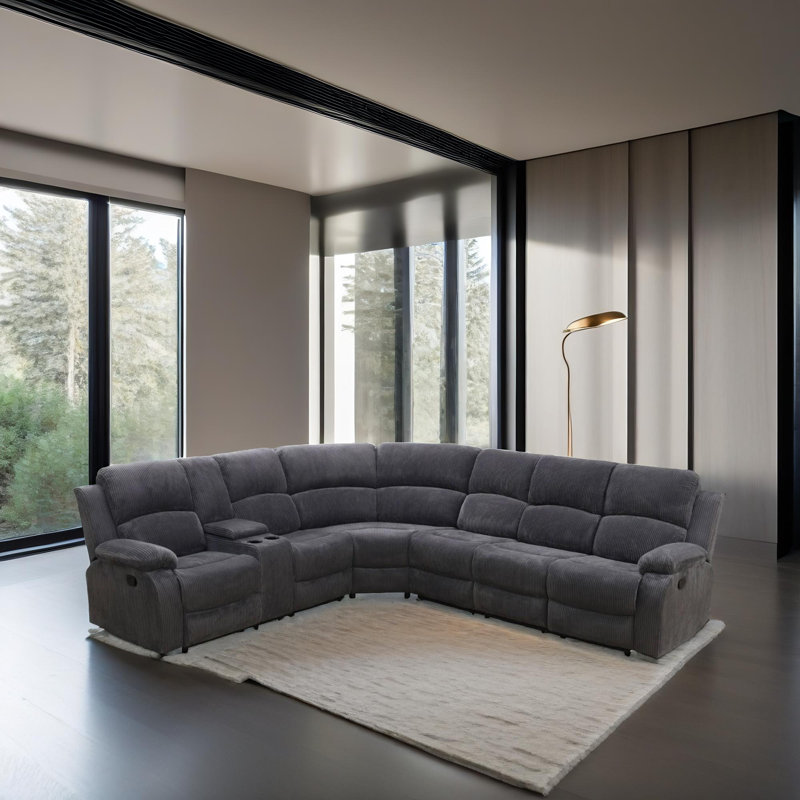 Ensemble de canapé inclinable Serenity, Velours côtelé gris