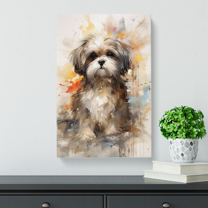 Shih Tzu Gestural - No Frame Print, 76cm H x 50cm W x 3cm D