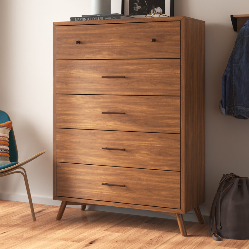 Commode 5 tiroirs Glenn, Cannelle