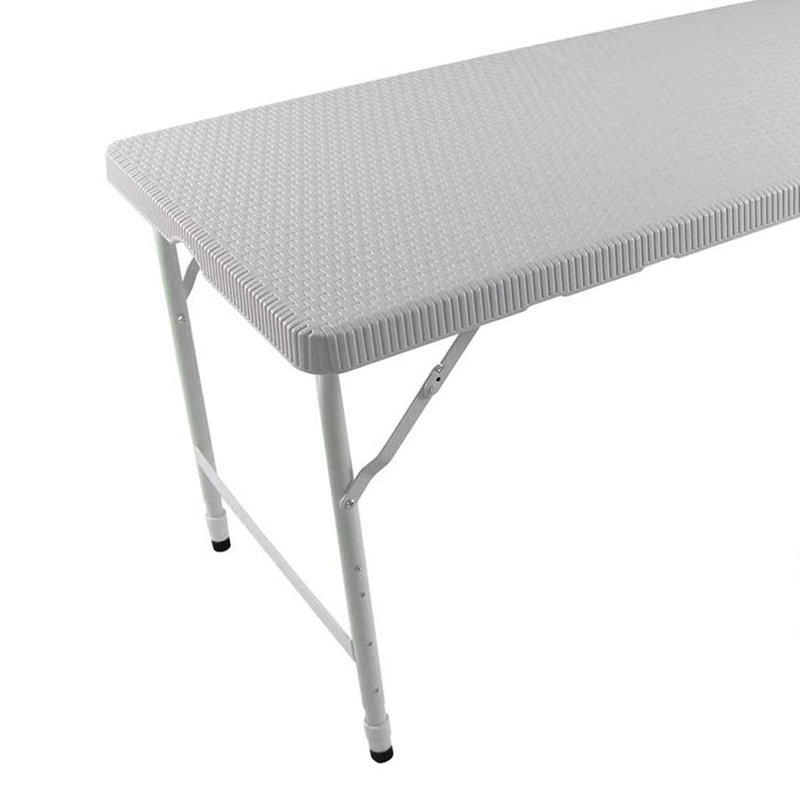 Table pliante de rotin 4Ft, table portative extérieure d'intérieur pour camper, Blanc