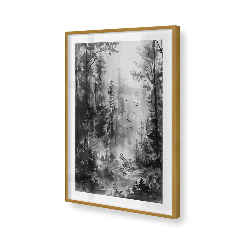 Imprimé forêt enclavée, Cadre doré poli, H 15,25 po x l 12,25 po