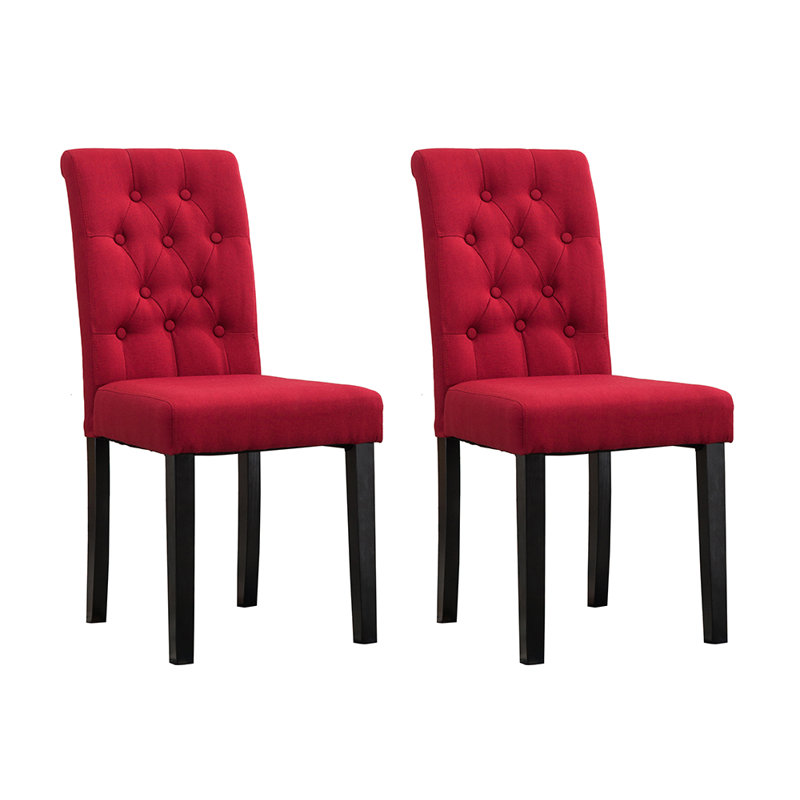Brainard 46cm H Tufted Upholstered Side Chair, Red, 4