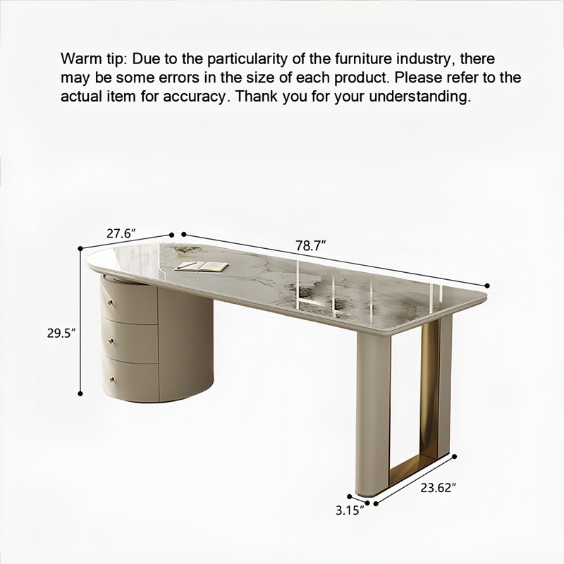 Bureau multifonctionnel moderne, simple et luxueux, H 29,53 po x l 78,74 po x P 27,56 po