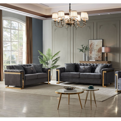 Riyya  2 Piece Living Room Grey