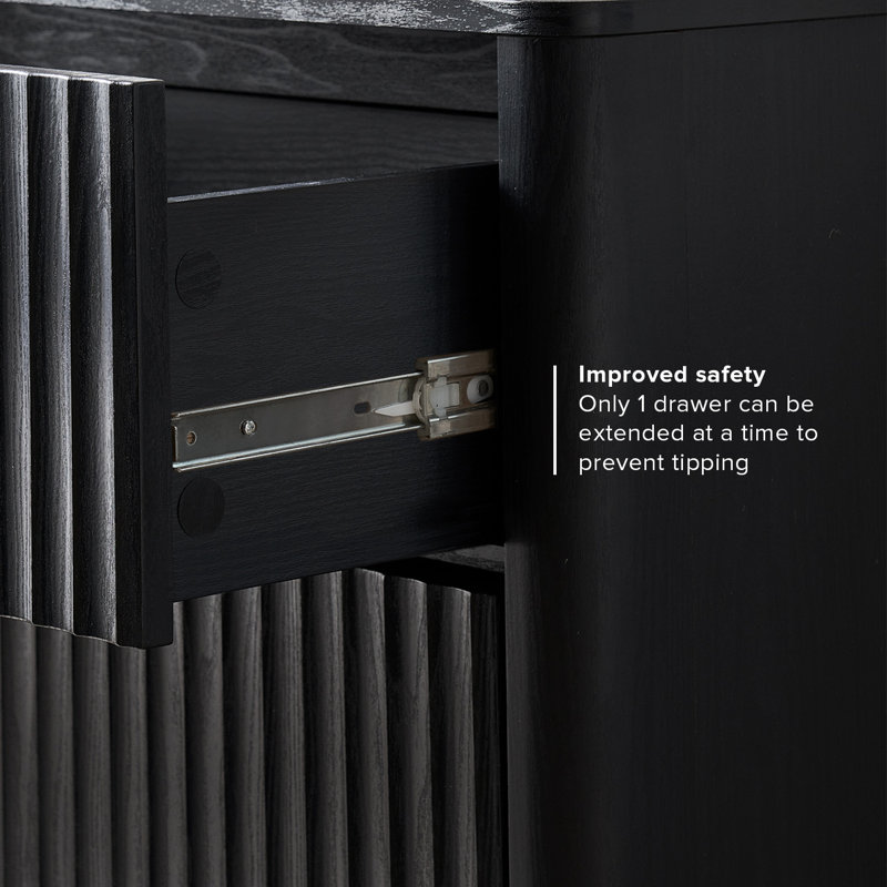 Dorcus 31.5'' W 3 - Drawer Dresser, Black/Oak