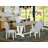 7-Piece Set Includes a Cement Rectangular Table and 6 White PU Leather Padded Chairs - Wire Brushed Linen White-1588395694-1588395693-1518373650