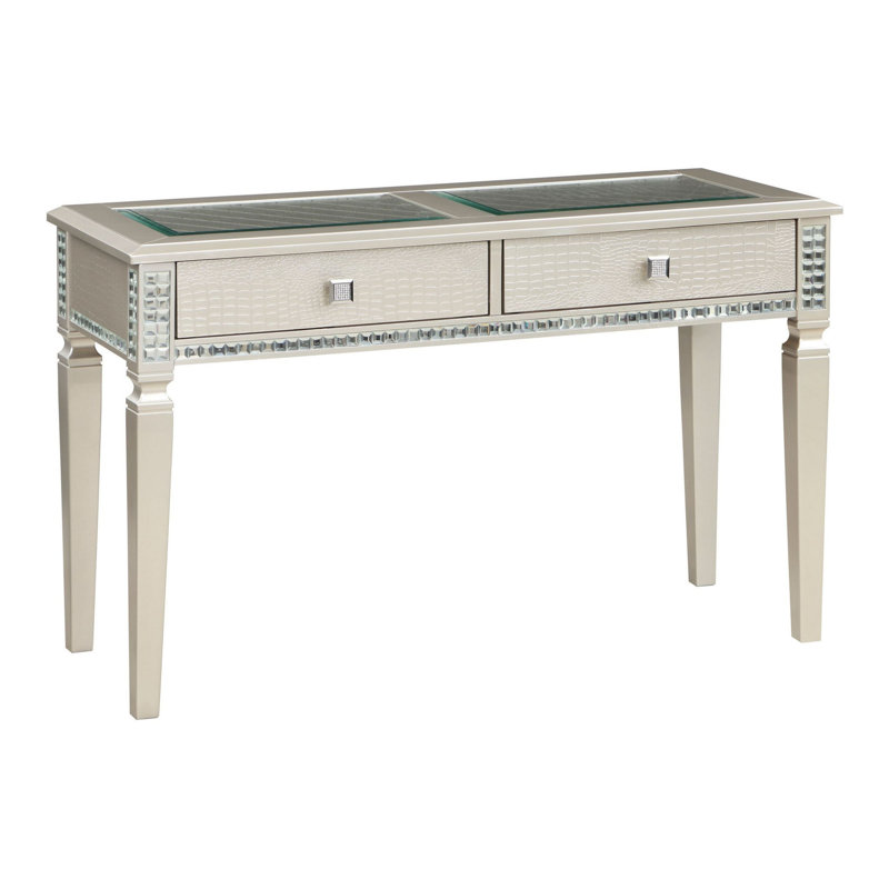 48'' Mirrored Glass Top Console Table with Storage