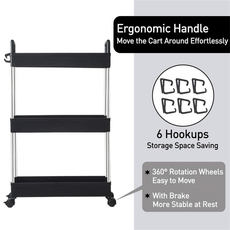 Taranto 66.55cm H x 40.1cm W Utility Cart with Wheels, Black