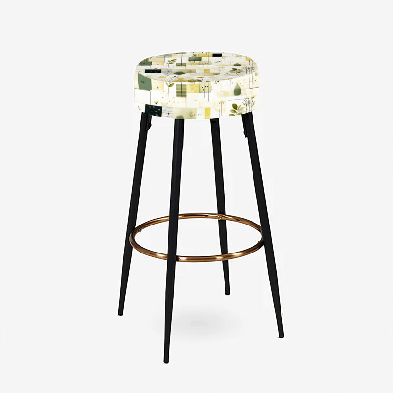 Green Cubic Botanical Dreams - Ensemble de 2 tabourets de bar en patchwork